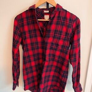 J Crew Red and Blue Plaid Button-Up Shirt